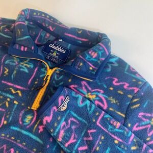 NWT Chubbies The Chilly‎ Vibe Quarter Zip Fleece Pullover Top Small Funky Print